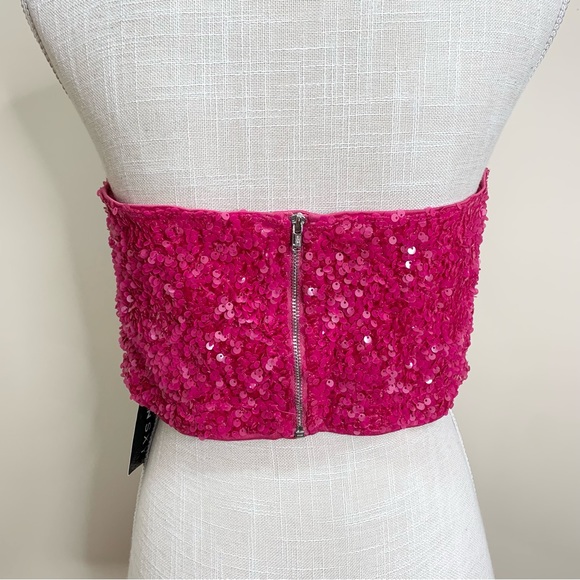 NWT SHEIN SXY Pink Sequin Crop Tube Top L - Picture 4 of 9
